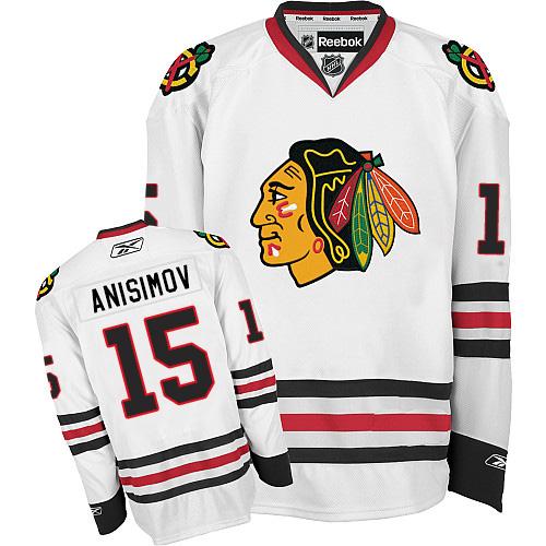 Blackhawks #15 Artem Anisimov White Stitched NHL Jersey - Click Image to Close